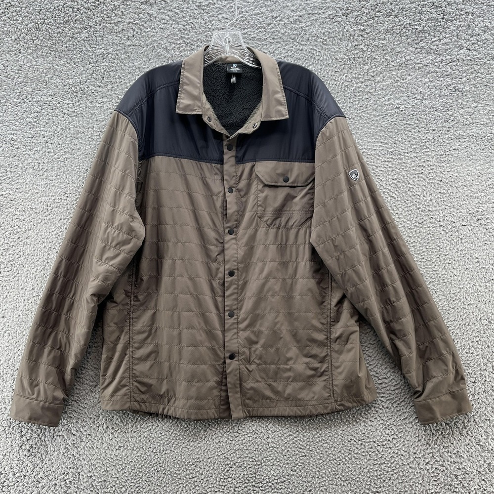 Kuhl The One Jacket Men 2XL Brown The One Jac Snap Fleece Lined Softshell Hiking